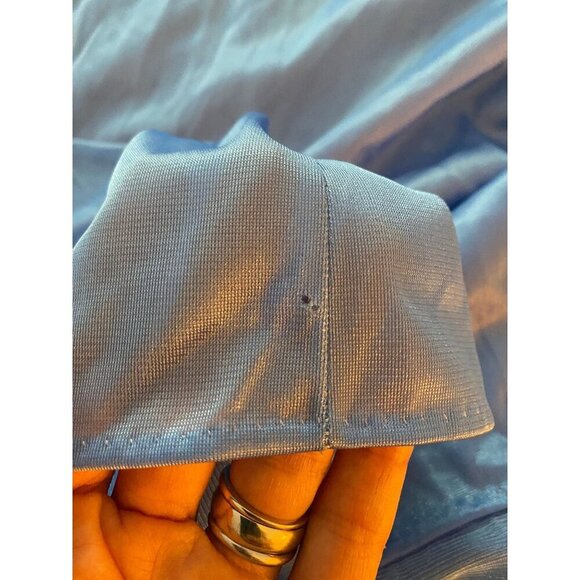 Vintage Summer Nightgown, Blue with Red and Yellow Diagonal Stripes, Size Medium - Picture 5 of 7